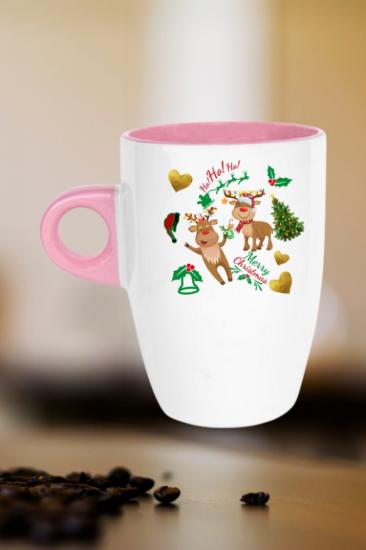 Baskılı Porselen Pembe Latte Kupa Bardak Çay Kahve Fincanı