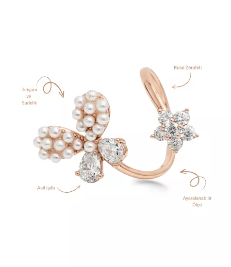 Rose Altın Kaplama Vip Seri Elmas Montür Tektaş Yüzük